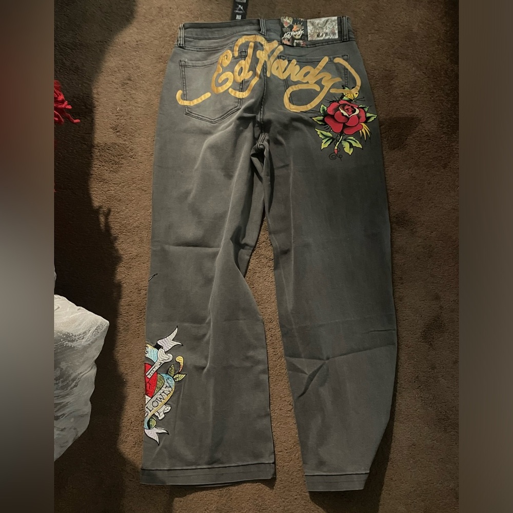 NWT Ed Hardy Love Kills Slowly Wide Leg Size 34